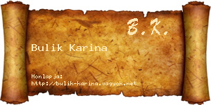 Bulik Karina névjegykártya